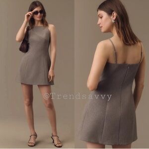 Anthropologie Mare Mare Grey Mini Dress XL Square Neck Sleeveless NWT